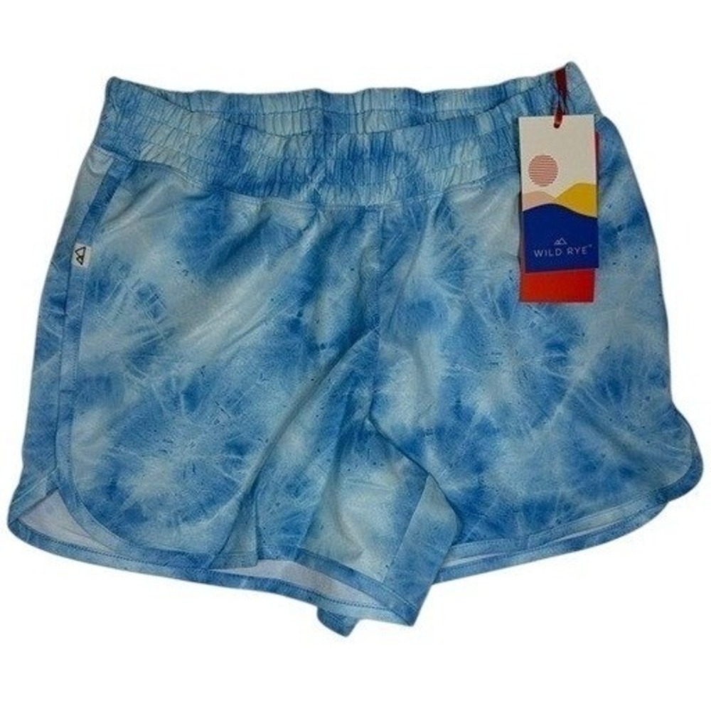 Wild Rye Shorts Womens 2 Alturas Apres‎ Blue Tie Dye Activewear NEW